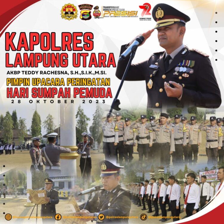 Kapolres Lampung Utara Pimpin Upacara Peringatan Hari Sumpah Pemuda Ke-95 Tahun 2023