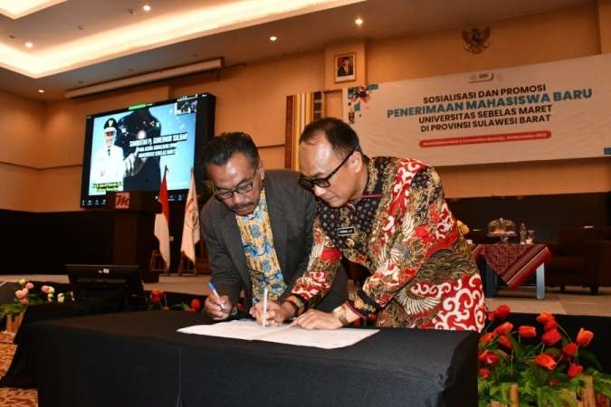 Kerjasama Pengembangan SDM Sulbar, Pj Gubernur Zudan Arif Tandatangan MoU dengan UNS