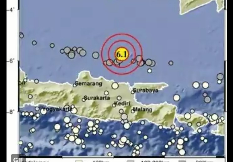 Gempa Berkekuatan 6,1 Magnitudo Guncang Tuban, Jawa Timur