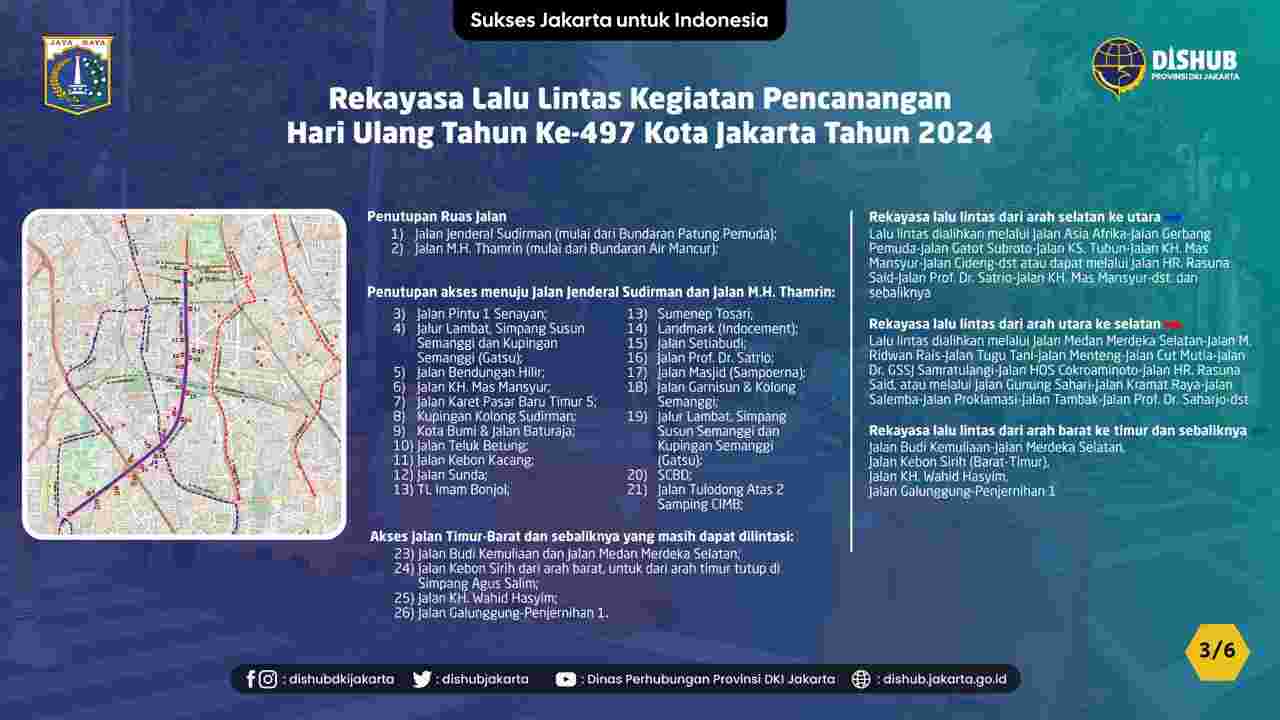 Dishub DKI Lakukan Rekayasa Lalin pada Pencanangan HUT ke-497 Kota Jakarta