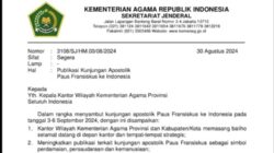 Sambut Apostotik Paus Fransiskus ke Indonesia, Kemenag Instruksikan Seluruh Jajaran di Daerah Pasang Baliho Selamat Datang