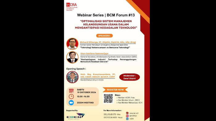 Bahas Pentingnya Mengelola Risiko Teknologi di Era Teknologi, InCRA Gelar Webinar Series