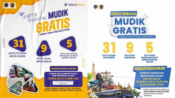 Buruan Daftar! Mudik Gratis Kemenhub Resmi Dibuka Hari Ini, Ini Link Pendaftaran dan Kota Tujuan Mudiknya